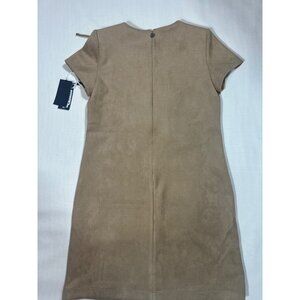 Tommy Hilfiger Women's Faux Suede Short Sleeve Jewel Neck Mini Shift Dress S -10